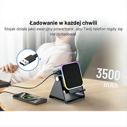 SmartStand™ - Stojak na telefon z głośnikiem i powerbankiem